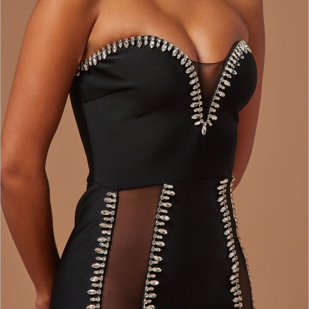 Long black gown with embellishments